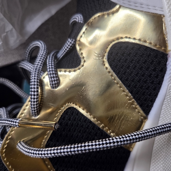 Michael Kors Hilda Knit & Leather Sock Wedge Heel Lace Up Trainers Sneakers - Picture 13 of 13